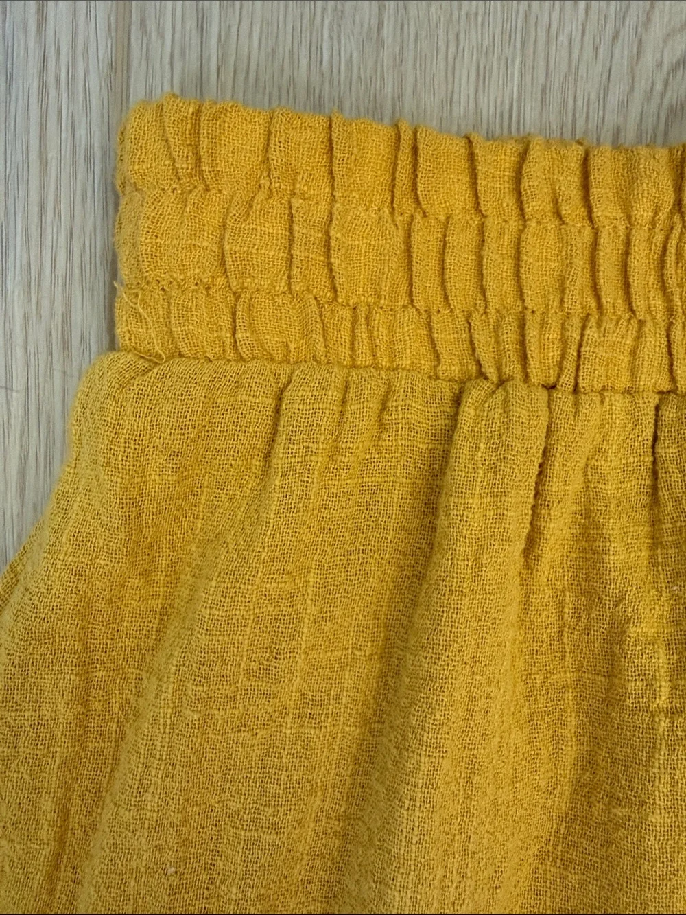 Passport 100% Cotton Yellow Tiered Midi Skirt Crinkle Gauze Boho Elastic Waist S